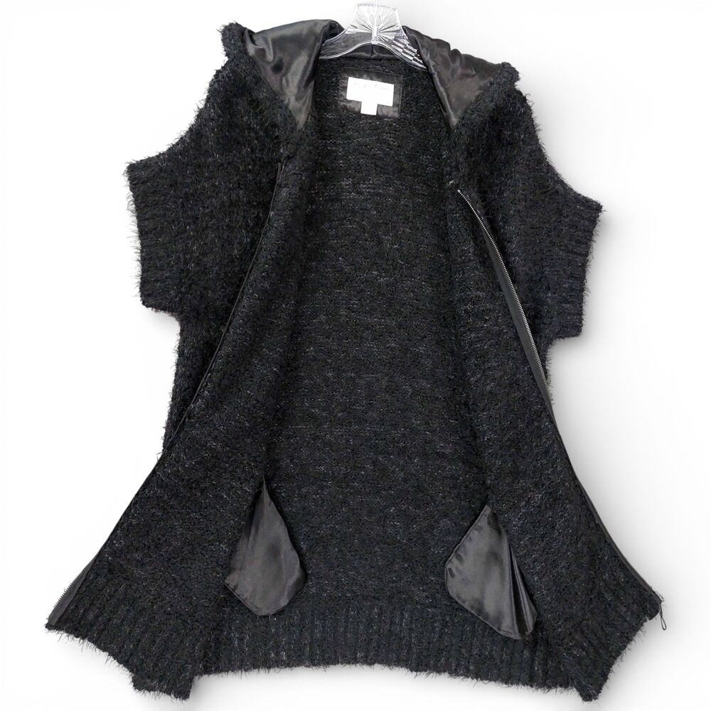 Evy’s Tree The Vanessa Hooded Fuzzy Knit Zip Cardigan M/L Mohair Blend Sweater - Picture 8 of 11